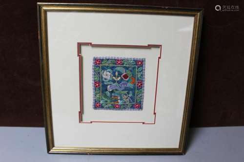 Framed Chinese Embroidery Piece