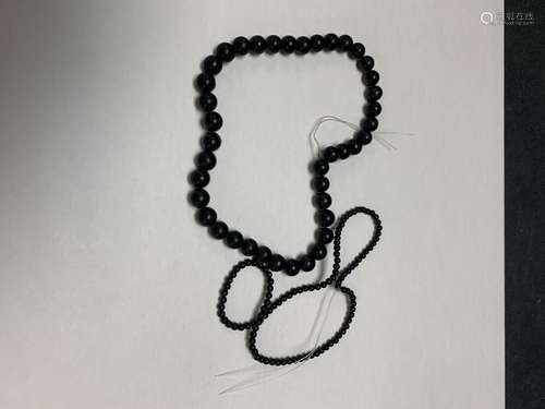 Lot of two black jade beads - AS IS