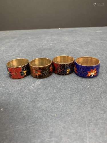 Set of 4 cloisonne napkin rings - AS IS