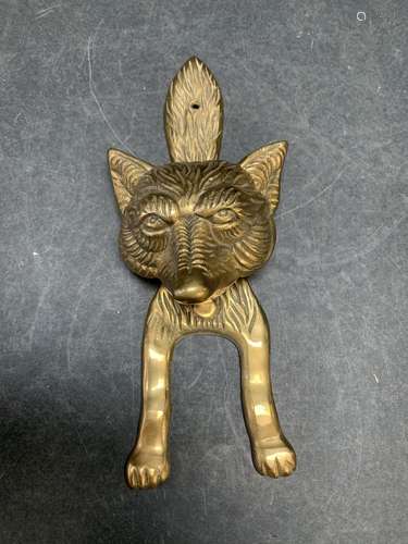 Vintage Brass door knocker of a fox - AS IS