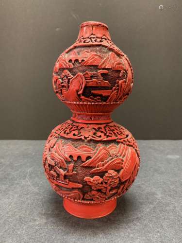Chinese gourd shape red vase - AS IS