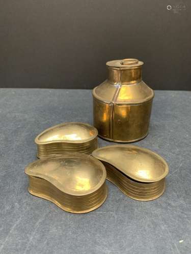 Lot of four vintage brass covered container and boxes - AS I...