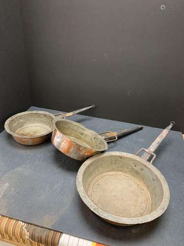 Lot of three antique pans - AS IS