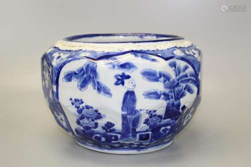 Japanese blue and white porcelain pot.