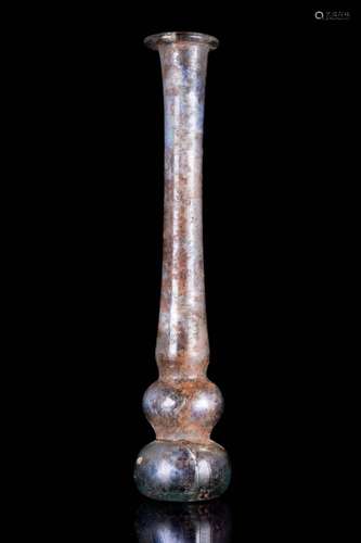 A ROMAN GLASS CANDLESTICK UNGUENTARIUM