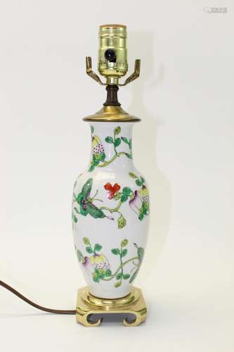 Famille Rose Porcelain Vase lamp.