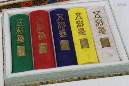 Box of five Chinese ink sticks.