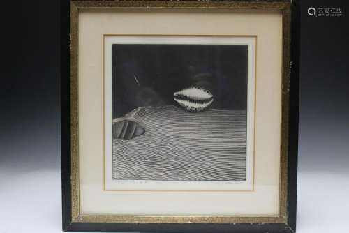 Japanese etching, signed and numbered.