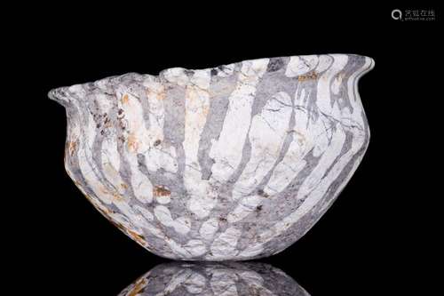 AN ANCIENT BACTRIAN STONE PAINTED VESSEL