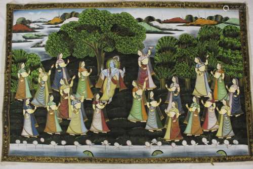 Large Indian painting on silk.