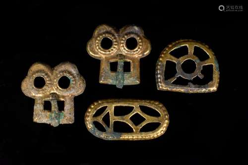 MEROVINGIAN GILDED BRONZE BELT FITTINGS SET