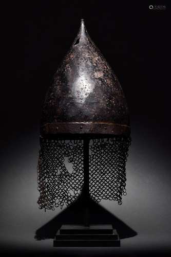 RARE MEDIEVAL HELMET WITH ORIGINAL CHAINMAIL