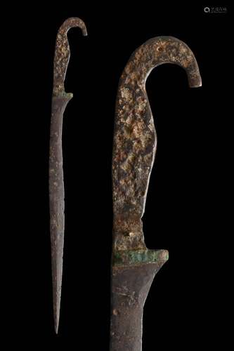 A GREEK FALCATA IRON SWORD