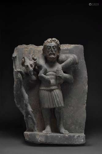 A RARE SCHIST GRECO-GANDHARAN STATUE OF HERMES