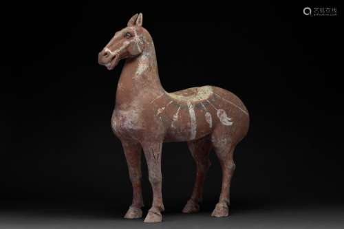 A LARGE CHINESE HAN DYNASTY TERRACOTTA HORSE