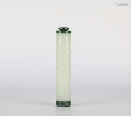 China Ancient Hotan White Jade incense tube