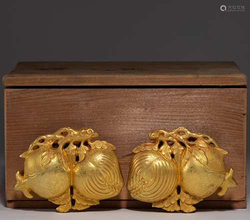 Pure gold pomegranate ornaments from China's Qing Dynasty