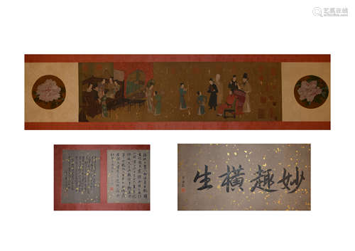 Figure silk handscroll by Gu Hongzhong