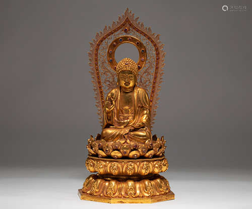 Silver gilt Buddha statue of Qing Dynasty, China