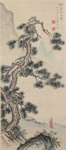 A chinese painting pine tree