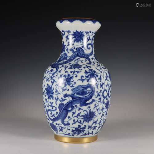 A blue and white vase