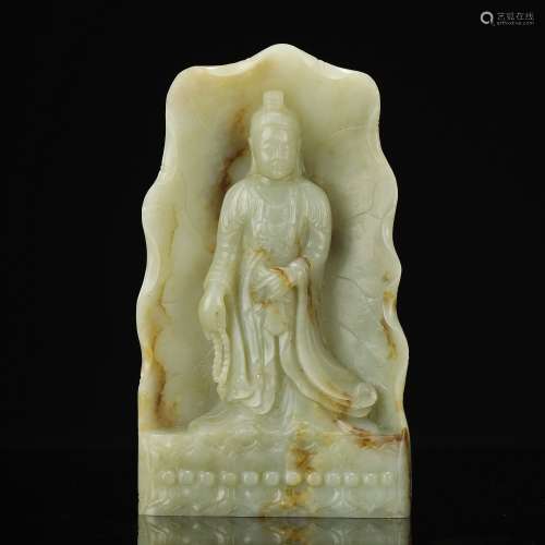 A carved jade bodhisattva