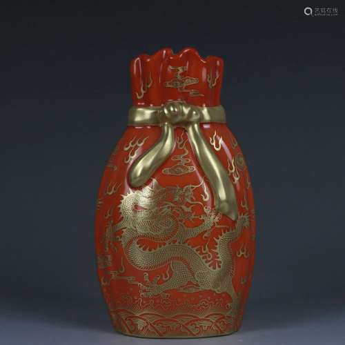 Iron red and gilt vase