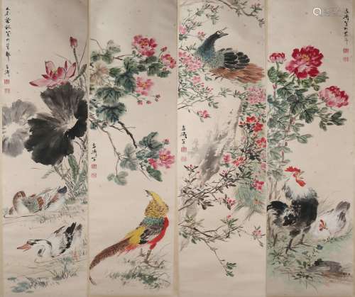 A set of four chinese paintings
