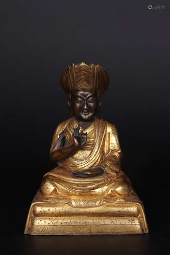 A bronze-gilt bodhisattva