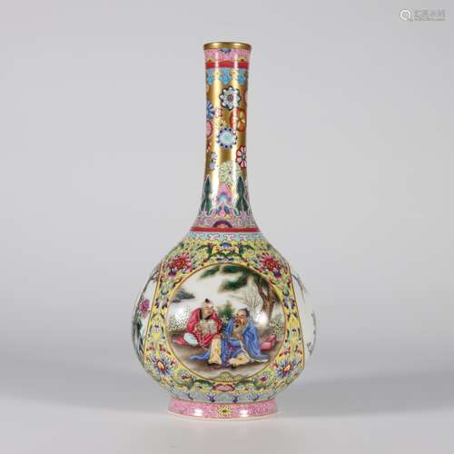 A fencai glaze and gilt vase