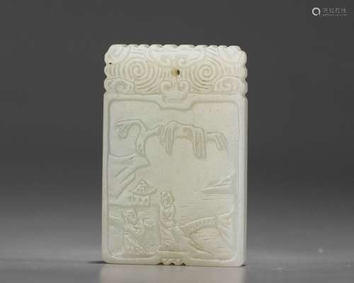 Carved jade panel