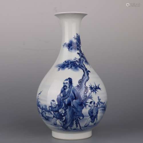 A blue and white decorative vase