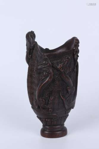 a carved aloes wood cup