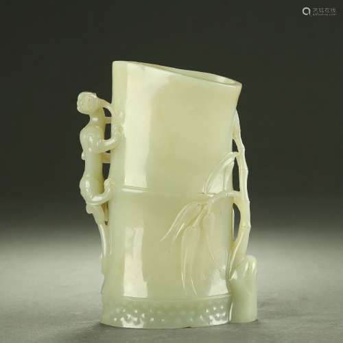 A carved jade cup