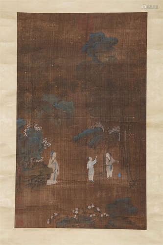 A Figure Story Painting on Silk by Zhao Wei.