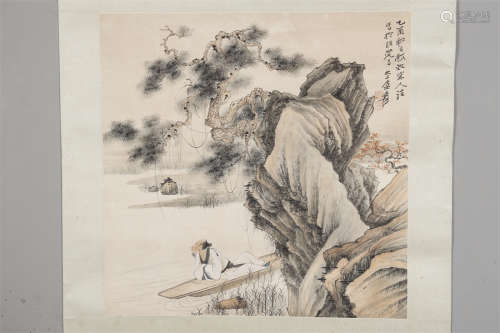 A Landscape&Figure Painting by Zhang Daqian.