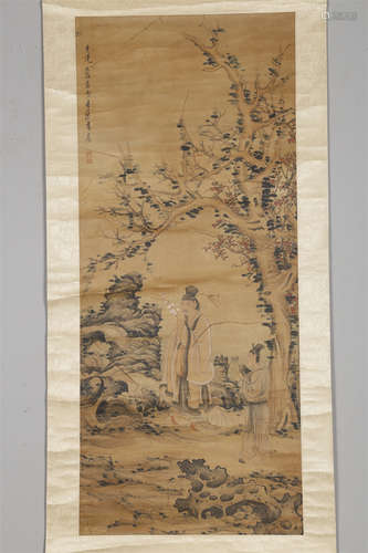 A Figure Painting on Silk by Chen Hongshou.