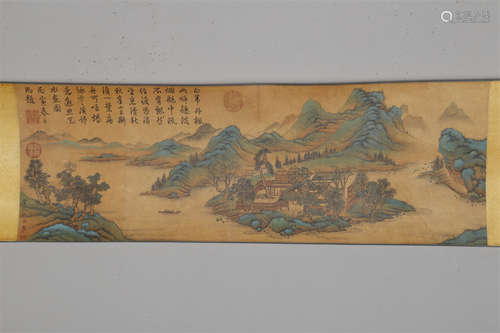 A Silk Hand-Scroll of Landscape Paintings.