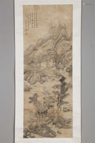 A Landscape Painting on Paper by Wang Shimin.