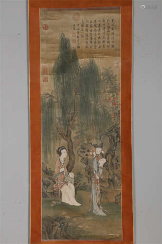 A Maids Painting on Silk by Qiu Ying.
