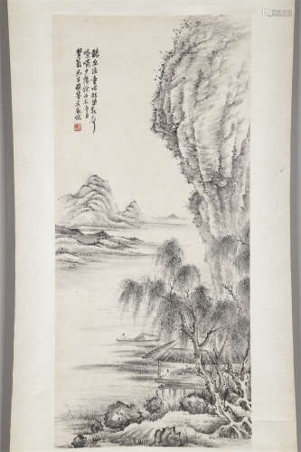 A Landscape Painting on Paper by Wu Guandai.