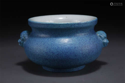 A Lujun Glazed Porcelain Censer.