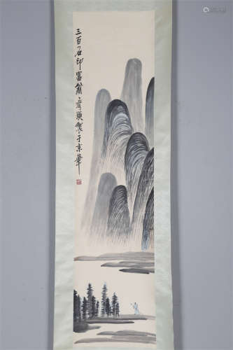 A Landscape Painting on Paper by Qi Baishi.