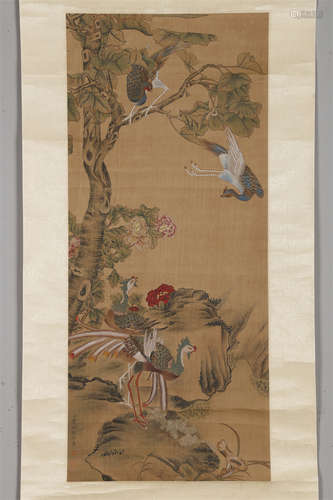 A Flowers and Birds Painting by Jiang Tingxi.