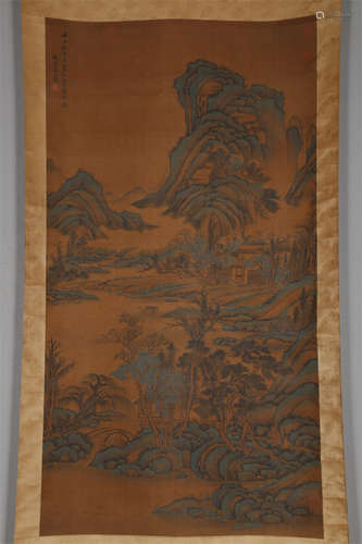 A Chinese Landscape Painting on Silk.