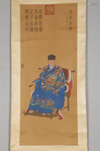 A Figure Painting on Silk by Jin Tingbiao.