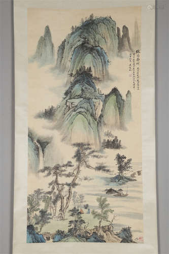 A Landscape Painting on Paper by Wu Hufan.