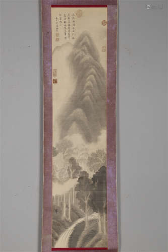 A Landscape Painting on Silk by Mi Fu.