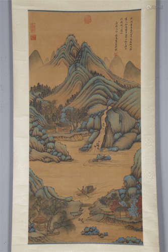 A Landscape Painting on Silk by Wang Yuanqi.