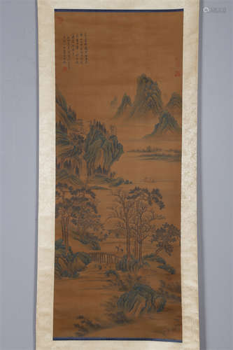 A Landscape Painting on Silk by Chen Shimin.